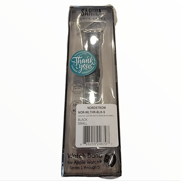 Sarina Black Label Nordstrom Genuine Leather Apple Watch Band Series 1,2,3,4,5 - Picture 2 of 8